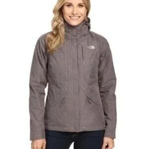 North Face Women's MED Inlux Insulated Jacket Gray Removable Hood Waterproof